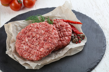 Raw burger cutlet
