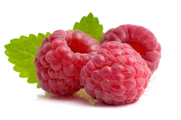 Sweet raspberry isolated on white background.