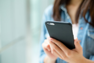 Woman use of mobile phone