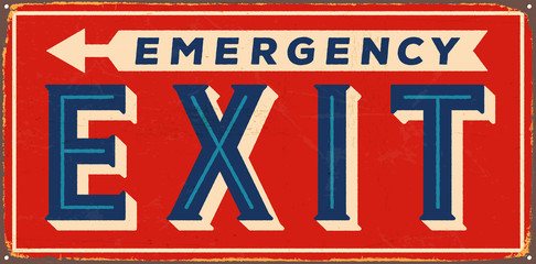 Vintage metal sign -  Emergency Exit - Vector EPS10. Grunge and rusty effects can be easily removed for a cleaner look