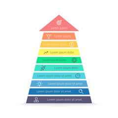 Arrow infographic. Diagram with 10 steps, options, parts. Vector design element.