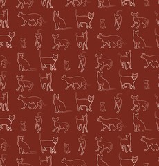 A seamless background with cats and kittens.
