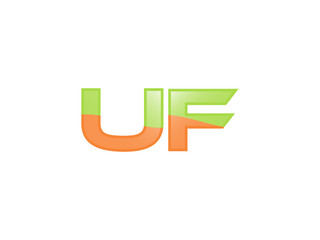 Green Orange shiny UF letters