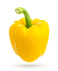 Yellow pepper isolated on white background with clipping path
