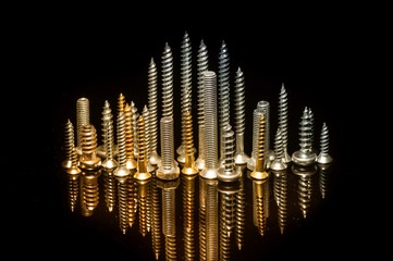 Various screws on end point upward to resemble a cityscape skyline.