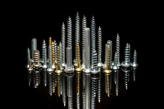 Various screws on end point upward to resemble a cityscape skyline.