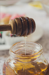 Honey drip in jar