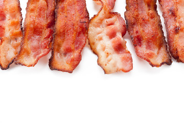 close-up of fried bacon.