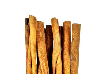 Cinnamon sticks on white background