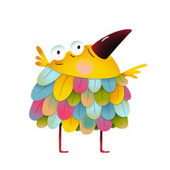 Funny  colorful bird for kids cartoon