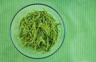 Top view Acacia pennata in bowl, preparation for cooking