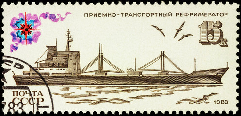 Refrigerated transporter on postage stamp