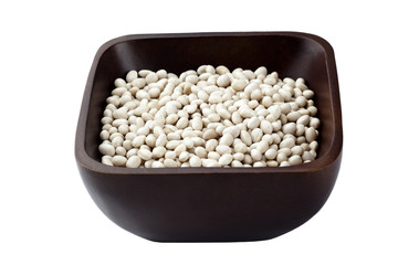 white beans wooden bowl