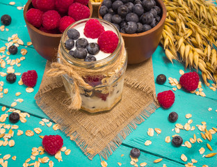 oat, oatmeal and fresh fruits