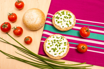 buns with cottage cheese and fresh radish