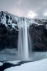 View of Seljalandfoss Waterfall in Winter