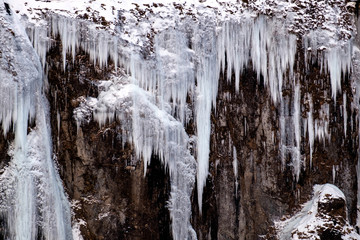 Fototapeta na wymiar Frozen Waterfall near Vik Iceland