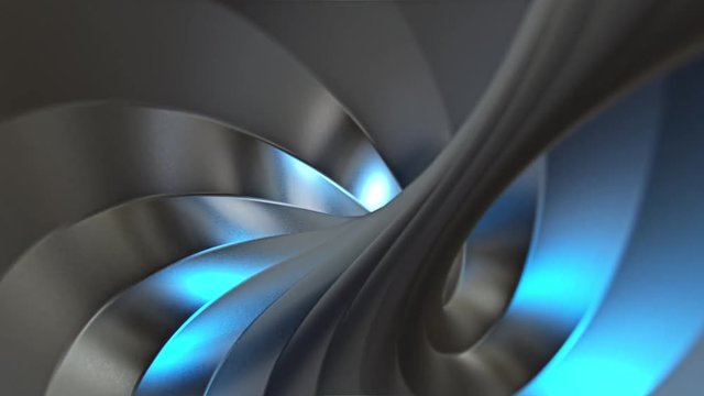Looping steel twisted torus tunnel animation, version 2