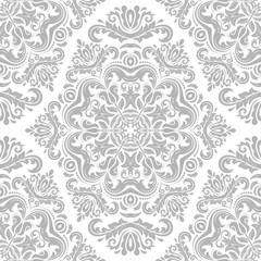 Obraz premium Damask seamless ornament. Traditional silver pattern. Classic oriental background for design and decorate