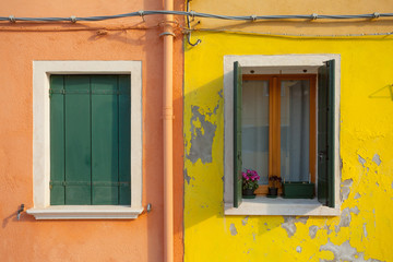 Fototapeta na wymiar twin balconies from Burano island, Venice