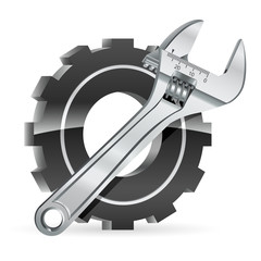 Zahnrad und Rollgabelschlüssel