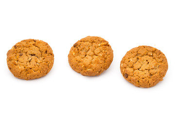 Oatmeal cookies with isolated background.