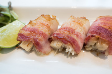 Bacon wrapped mushroom