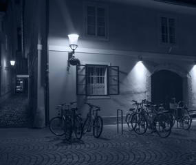 Empty street at night, Ljubljana, Slovenia