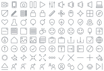 Multimedia and business thin line  icon set.