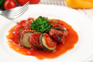 Ratatouille on plate, close-up