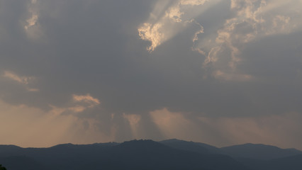 sun ray in cloudy day
