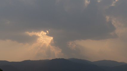 sun ray in cloudy day