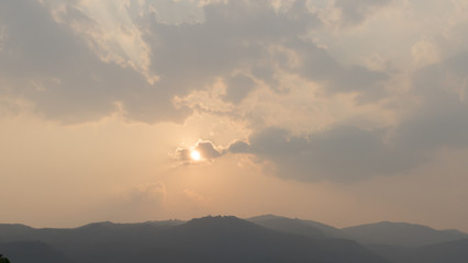 sunset on mountain hill