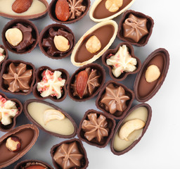 Chocolate sweets isolated on white