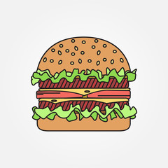 Vector thin line icon  burger. For web design and application in