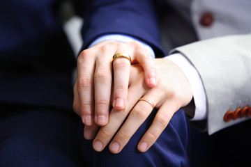 Two homosexuals holding each other hands closeup