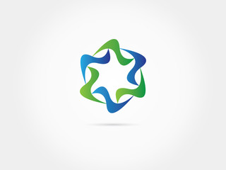 Abstract shape form six stars moden decorative logo