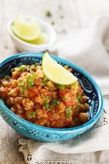 Lentils stew with chickpeas and lime