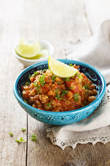 Lentils stew with chickpeas and lime