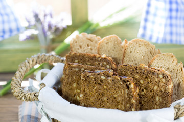 Varied bread cut to slices