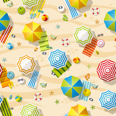 Seamless beach resort with colorful beach umbrellas