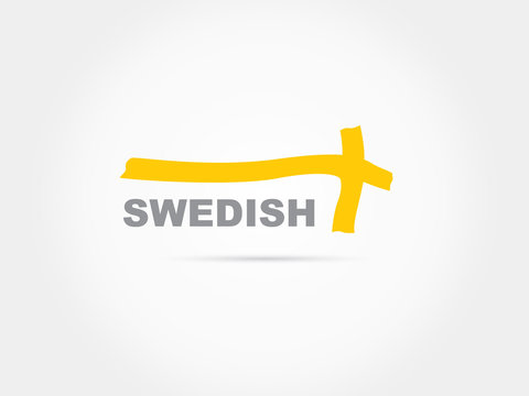 Minimal swedish yellow ribbon stripe logo