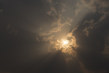 sun ray in cloudy day