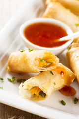 Spring rolls with sweet chili sauce