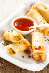 Spring rolls with sweet chili sauce