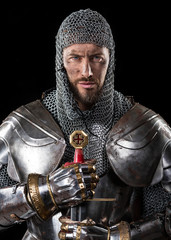 Medieval Warrior with chain mail armour and Sword - 109431688