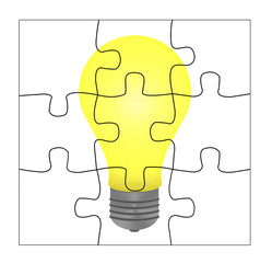 Puzzle Teile Gl&uuml;hbirne Idee