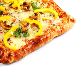 Freshly homemade pizza isolated on white