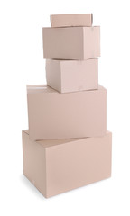 Set of cardboard boxes isolated on white