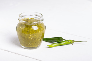 Natural hot green chilli sauce